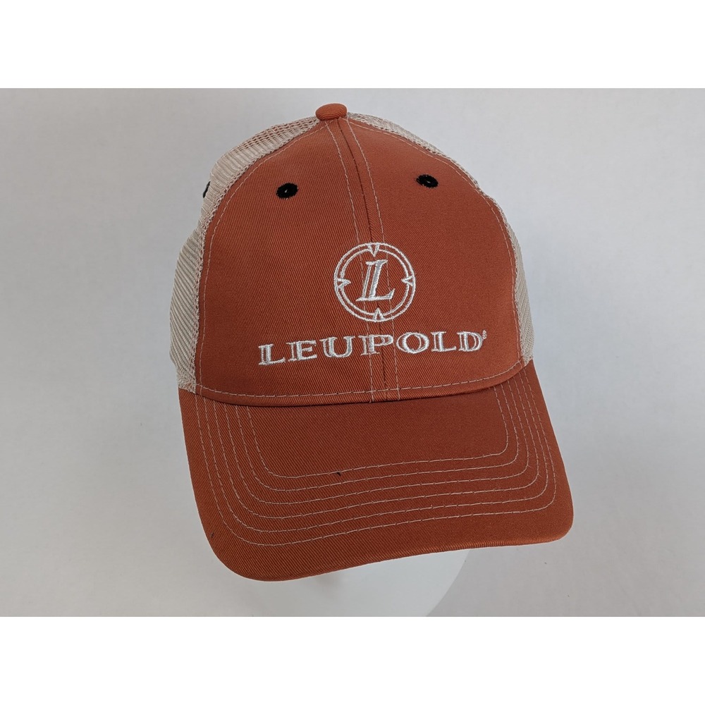 Leupold 3POINT Baseball Cap Orange Tan White Trucker Hat Adjustable Mens